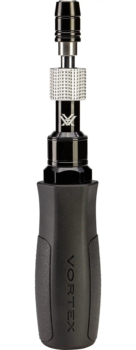 Front view of Pro Torque Wrench For Riflescopes With 10 To 90 In Lbs Torque Range 13 Bit Kit Pull To Release Bit Holder And Bit Storage Ring