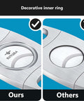 Roygra cigar cutter set, 2-pack stainless steel guillotine cutters; silver finish, side-by-side comparison image.