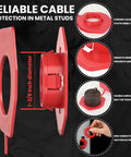 Red Plastic Wire Hole Protectors For 1 Inch Knockouts Snap In Grommets For Metal Studs Non Metallic Polypropylene Shield Cable Protection And Rim Guard To Prevent Wire Abrasion In Through Hole Installations, 1-3/8 inch