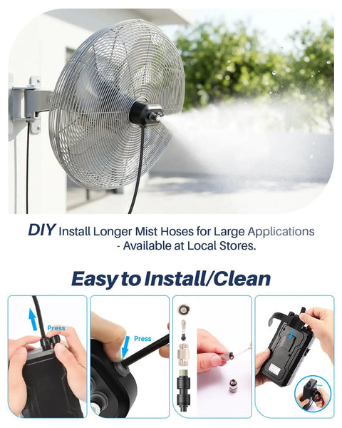 Fan with Portable Magnetic Misting System With 6000mAh Battery And Built In Water Pump For Outdoor Cooling No Hose Needed