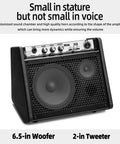 Plug And Play 20W Bluetooth Personal Monitor Amplifier For Electronic Drums And Keyboard USB Interface Dual 6.5 Inch Woofer And 2 Inch Tweeter For Warm Bass And Clear Treble Includes E Drum Noise Reduction Cable Black front view