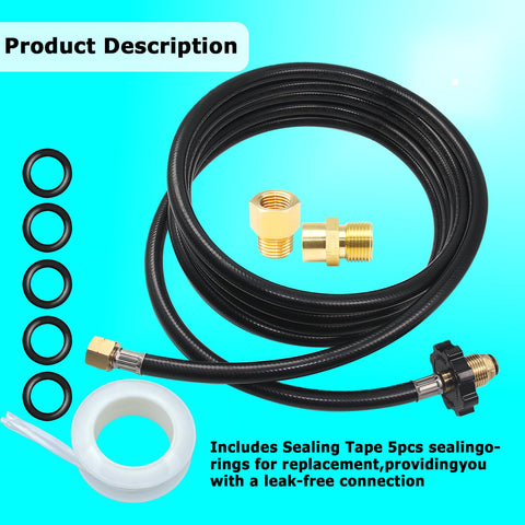 12 Foot Propane Torch Hose With G3/8-19 Left Hand Thread Heavy Duty Weed Burner Flame Hose Replacement O Ring Included