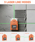 Pro Grade Three In One Digital Angle Finder With Laser And Digital Level Gauge For Woodworking And DIY Projects, Precise Angles, Clear Laser Line Projection, Compact And Easy To Use, A Must Have Handy Tool, shown with 3 laser line modes