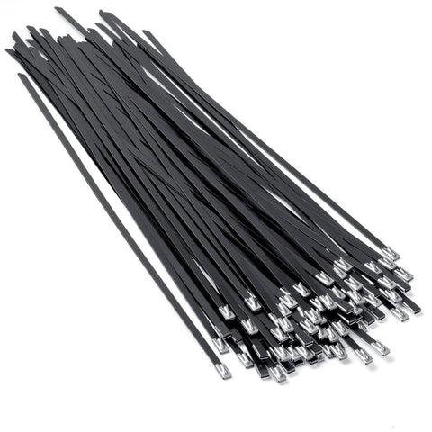 Heavy Duty Stainless Steel Zip Ties 11.8 Inch 100 Count for Outdoor Use Built for Tough Yard Jobs 198 Lb Tensile Strength UV Resistant