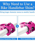 Comparison of bike handlebars with and without a Lightweight Aluminum Alloy Bike Handlebar Shim Conversion Spacer 25.4mm To 31.8mm For MTB Cycling