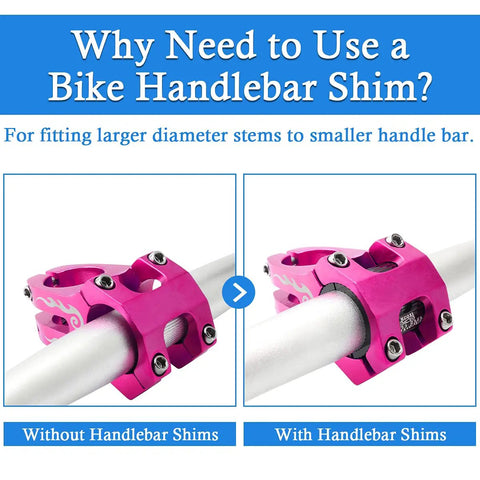Comparison of bike handlebars with and without a Lightweight Aluminum Alloy Bike Handlebar Shim Conversion Spacer 25.4mm To 31.8mm For MTB Cycling