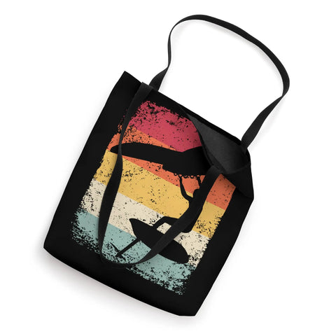 Retro Wingsurfing Foil Tote Bag For Wingboarding Fans With 16 Inch Square Size And Two 14 Inch Handles Durable Canvas Construction