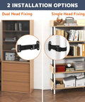 Two Sets Heavy Duty Furniture Wall Anchors With 500Lb Load Capacity Earthquake Proof Safety Kit For Baby And Pet Safety At Home Easy Install Adjustable Wall Mounts With Quick Release Buckle System showing dual and single head fixing on bookshelves.