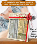 Top Drawer Metric Tap And Drill Magnet Chart Retro 8.5X11 Thread Size Reference on a wooden surface with a gift ribbon.