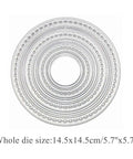 12pc Nesting Round Frame Die Cut Set for Cards and Scrapbooking, Lace Circle Tag Background Dies in silver carbon steel, size 14.5cm
