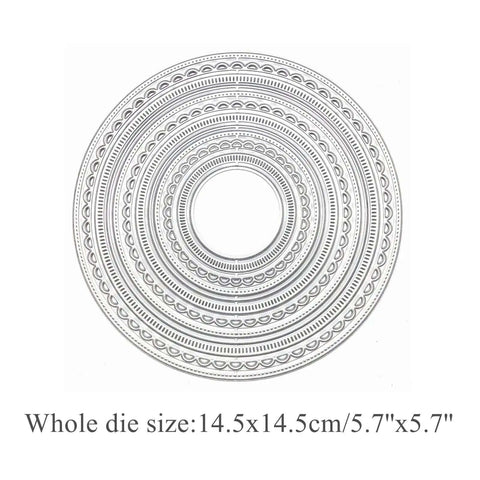 12pc Nesting Round Frame Die Cut Set for Cards and Scrapbooking, Lace Circle Tag Background Dies in silver carbon steel, size 14.5cm