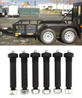 Greaseable Trailer Spring Shackle Bolts Nine Sixteenth Inch By Three Inch With Lock Nuts Knurled Shoulder Heavy Duty Steel Six Pack For 2000 3500 5200 6000 7000 Lb Trailer Axles And Leaf Spring Mounts installed on tandem trailer suspension