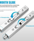 Two Sets Stainless Steel Flush Bolt For Double Doors Hidden Slide Bolt Latch Security Lock With Vertical Installation Easy To Install With Screws No Fuss Works On Wood And French Doors Durable Door Hardware For Smooth Quiet Locking And Clean Look, with visible push and slide mechanism