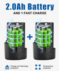 Dual 2.0Ah batteries for Cordless Three Eighths Inch Ratchet Wrench 12V 40 Ft Lbs High Torque With LED Light