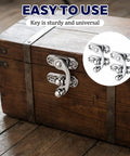 Dope Antique Style Hasp Latch 2 Piece Set With All Needed Screws For Jewelry Boxes And Toolboxes Rock Solid Zinc Alloy Lock Fresh Silver Clasp installed on a wooden chest.