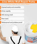 All In One Drywall Patch And Spackle Repair Kit For Quick Holes And Cracks On Walls And Ceilings With 22 Ounce White Putty, Scraper