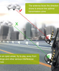 Long Range Drone Remote Antenna Booster with directional arrows for RC 2 and RC Pro Controllers, city background