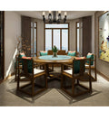 Dining room with Large Lazy Susan Turntable For Dining Table And Kitchen With Tempered Glass Surface Smooth Aluminum Bearing 360 Degree Swivel
