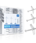 34 Piece Butterfly Toggle Bolts Kit With 1/4 Inch Four Pack 3/16 Inch Eight Pack And 1/8 Inch Twenty Two Pack Zinc Plated Hollow Wall Anchors