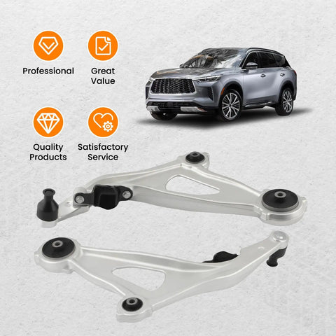 2 Piece Front Lower Control Arms For Nissan Pathfinder 2013 2020 Infiniti QX60 2014 2022 Infiniti JX35 2013 Direct Replacement To Restore Handling Stability And Road Feel And Beef Up Ride, aluminum with bushings