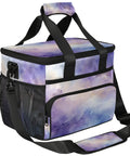 Insulated Picnic Backpack Lunch Bag For Women And Men, Big Capacity Portable Tote, purple gradient style, side pocket, mesh detail