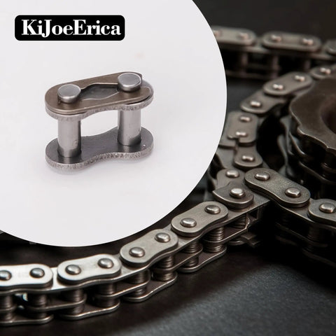 Close-up of the Sturdy Carbon Steel Bike Chain Master Link Connector Kit, 6 Pack Quick Links for repair use.