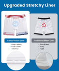 2 In 1 Mens Swim Trunks With Built In Compression Liner For Support 7 Inch Board Shorts American Flag Design