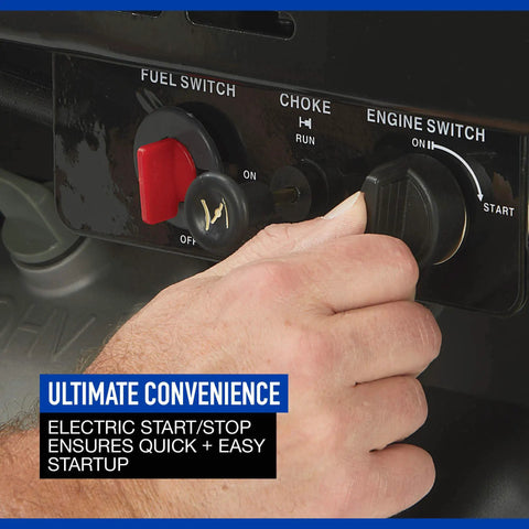 Close-up of controls on Heavy Duty Portable Generator Serving Up 18000 Running Watts And 27000 Peak Surge Power.
