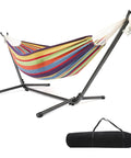 Heavy Duty 550 Lbs Double Hammock With Stand Included And Portable Carrying Bag For Outdoors And Indoors Rainbow Stripe Upgraded 2 Person Hammock With Frame