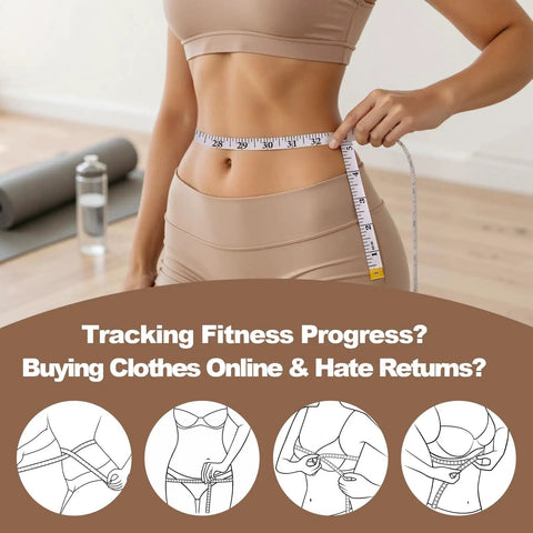 Person using Two Pack Soft Flexible Retractable Tape Measure Set for Body Measurements, quick measuring waist with dual-sided tape.