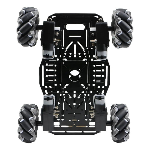 Omni Directional Mecanum Wheel Robot Chassis Kit With 4WD TT Motors Aluminum Alloy Double Layer Smart Car Platform top view.