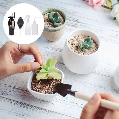14 Piece Pro Grade Succulent Planting Tools Set With Spray Bottle And Gardening Shovel For Indoor Bonsai Care And Transplanting Black Gardening Supplies Kit For Plant Maintenance, succulent transplanting