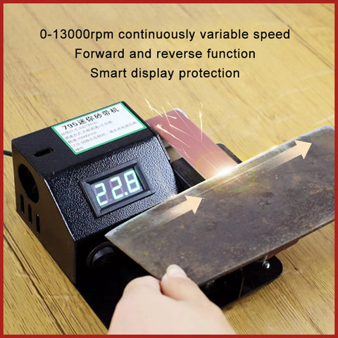 Heavy Duty 13000Rpm Desktop Belt Sander And Smart Knife Sharpener with digital display and variable speed settings.