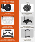 Heavy Duty Folding Hand Truck With 360 Degree Rotating Handle And Rock Solid 330 Lbs Capacity Smooth Rolling Aluminum Dolly Cart features include non-slip wheels.