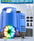 2 In 1 Pond Filter With Pump And Fountain Lights For Koi Ponds Includes Auto Water Sensor And 16 Ft Hose Dark Blue