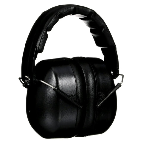 Folding Earmuff For Hearing Protection With 25 Decibel NRR And Adjustable Padded Headband, Pivoting Cups For A Comfortable Fit And Compact Storage, Flexible One Size Fits Most Black Ear Muffs For Workshop Or Job Site Comfort