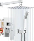 Top Notch 10 Inch Rainfall Shower System with wall mounted shower head and handheld spray, polished chrome finish, pro grade