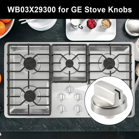5 Pack Beefed Up Gas Stove Knobs Replacement For JGP3030SL1SS JGP3030SL2SS Cooktop Knobs Two By One Point Eight Inch Size With AP6301265 4585904