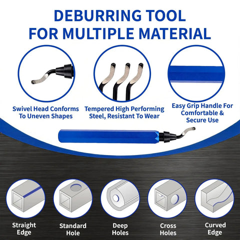 Pro Grade Deburring Tool Kit With 20 High Speed Blades For Metal Resin Copper Plastic PVC Pipes And 3D Printing, ergonomic handle