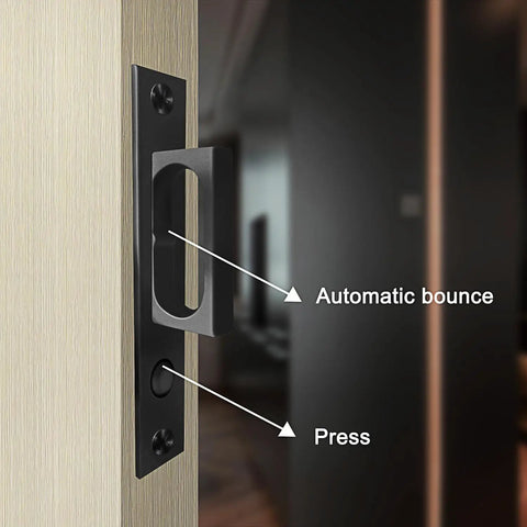 Pocket Door Edge Pull With Push Auto Bounce Switch Slick Brushed Nickel Black Finish Sliding Door Hardware Flush Hidden Handle Durable Stainless Steel Construction Easy Install And Smooth Operation on pocket door edge