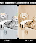 Two Piece Clear Acrylic Shower Knob Replacements Kit With Hot And Cold Diverter Knobs illustrating before and after replacement