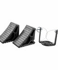 Heavy Duty Wheel Chocks 2 Pack With Mounting Bracket For Trailers Trucks And RVs No Mess No Stress Quick Mount Easy Stowaway Design