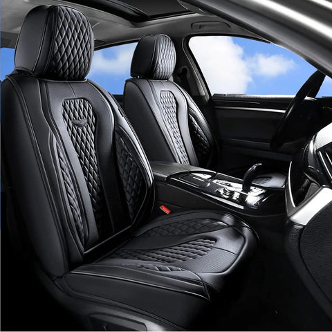 Dope Leather Car Seat Covers Full Set For Front And Back Seats, Black Waterproof Seat Protector And Leather Upholstery Shield