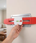 Retractable Spirit Level Ruler for Air Conditioner Indoor Unit mounted on wall, showing measuring scale and bubble level.