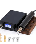 Leather Creaser Machine All-In-One Kit With 140-932 F Heat, Electric Edge Creasing Tool on wooden receptacle base