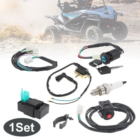 Ride Ready Gy6 50cc To 160cc Ignition Wire Harness Kit With CDI Box, Ignition Coil, Spark Plug, Kill Switch And Key Switch, ATVs