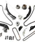 Beefed-Up Timing Chain Kit for 3.6L V6 Engines Fit 2016-2024 Chrysler Pacifica parts layout with chains, guides, tensioners.