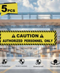 Five Pack Authorized Personnel Only Floor Stickers 24 By 6 Inches Caution Sign Self Adhesive Vinyl Waterproof For Construction Sites Warehouses And Workplaces