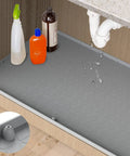 Silicone Under Sink Liner 34 By 22 Inch For Kitchen And Bathroom Cabinet Bases Drip Tray Protector Against Leaks And Spills Gray Mat