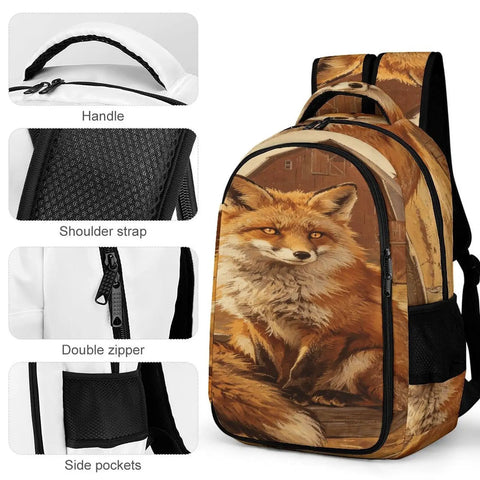 Autumn Pasture Fox Printed Unisex Backpack With Large Capacity Durable Polyester Daypack for School Travel Everyday Carry